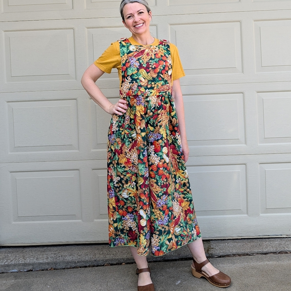 ooak OVERALLS made from a VINTAGE TABLECLOTH XS S